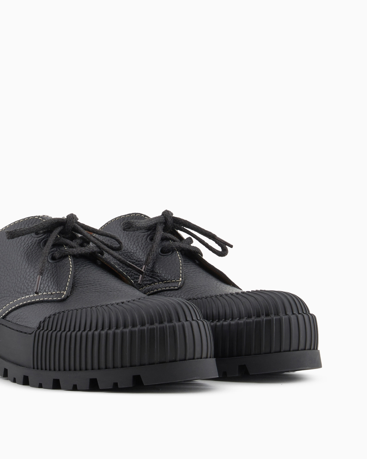Tumbled-leather Derby shoes with rubber details - 5
