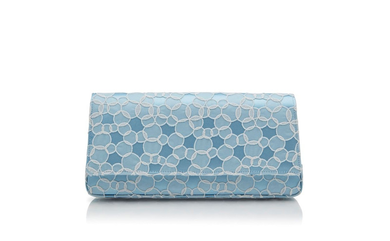 Blue Satin Lace Embroidered Clutch 1