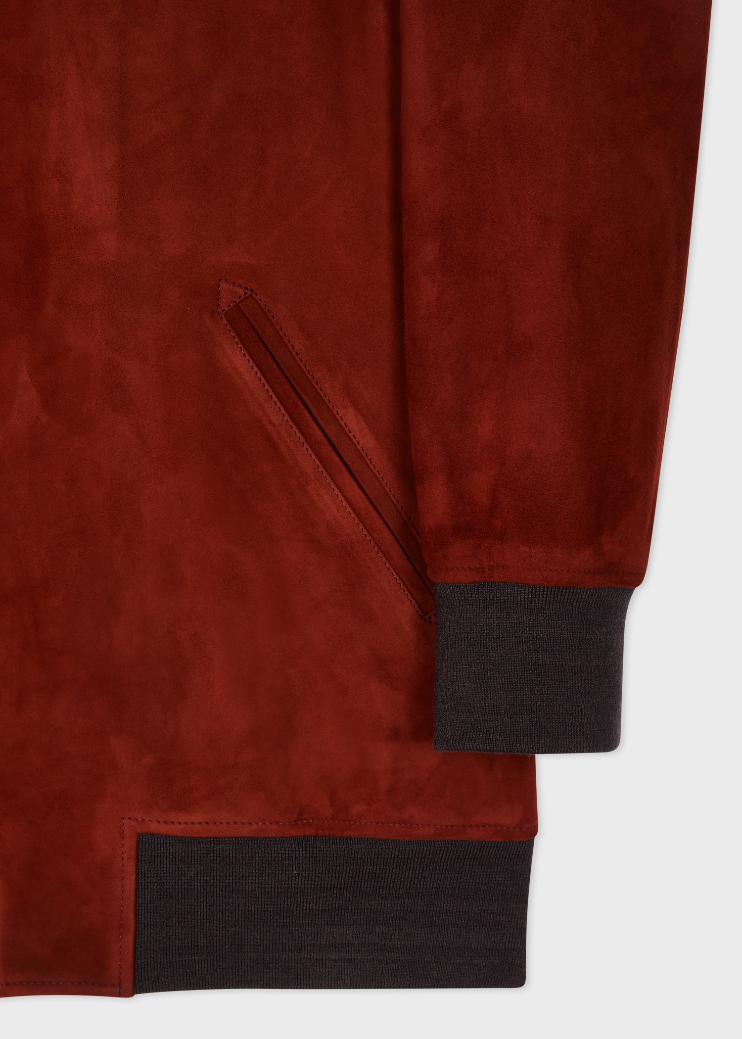 Cherry Red Suede Bomber Jacket - 3