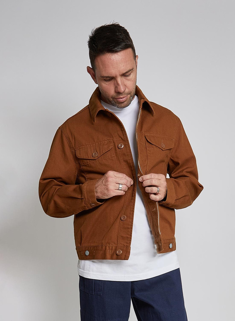 Nigel Cabourn Short Jacket Heavy Cotton in Brown outlook