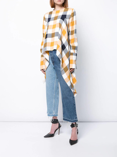 Monse gingham buttoned-sleeve top outlook