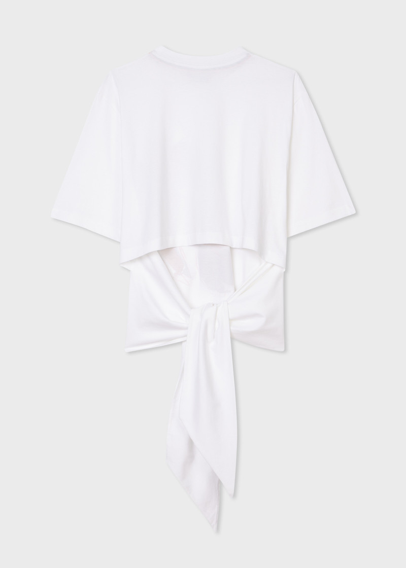 Paul Smith White Floral Print Tie-Back T-Shirt outlook
