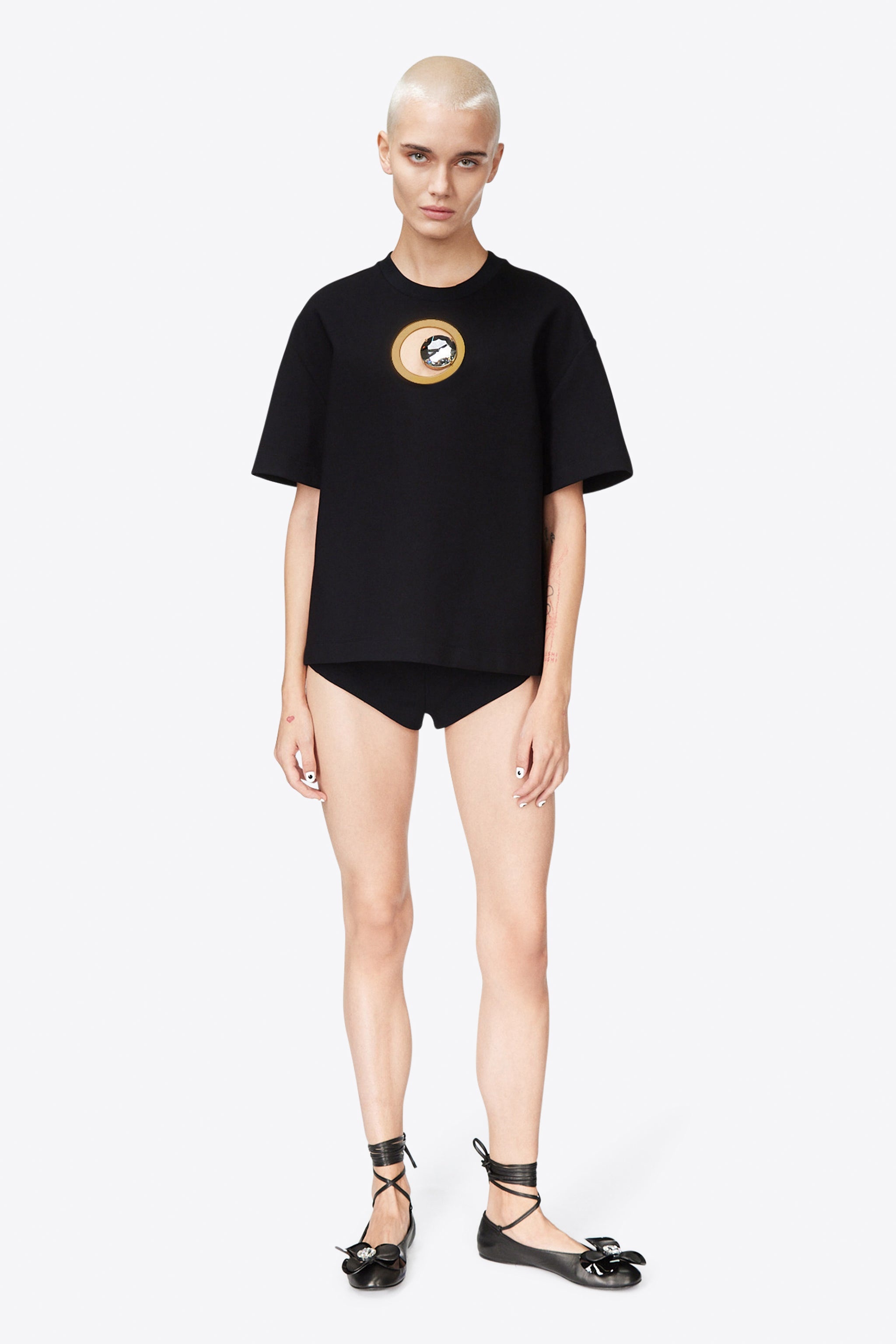 CRYSTAL EYELET RELAXED T-SHIRT - 4
