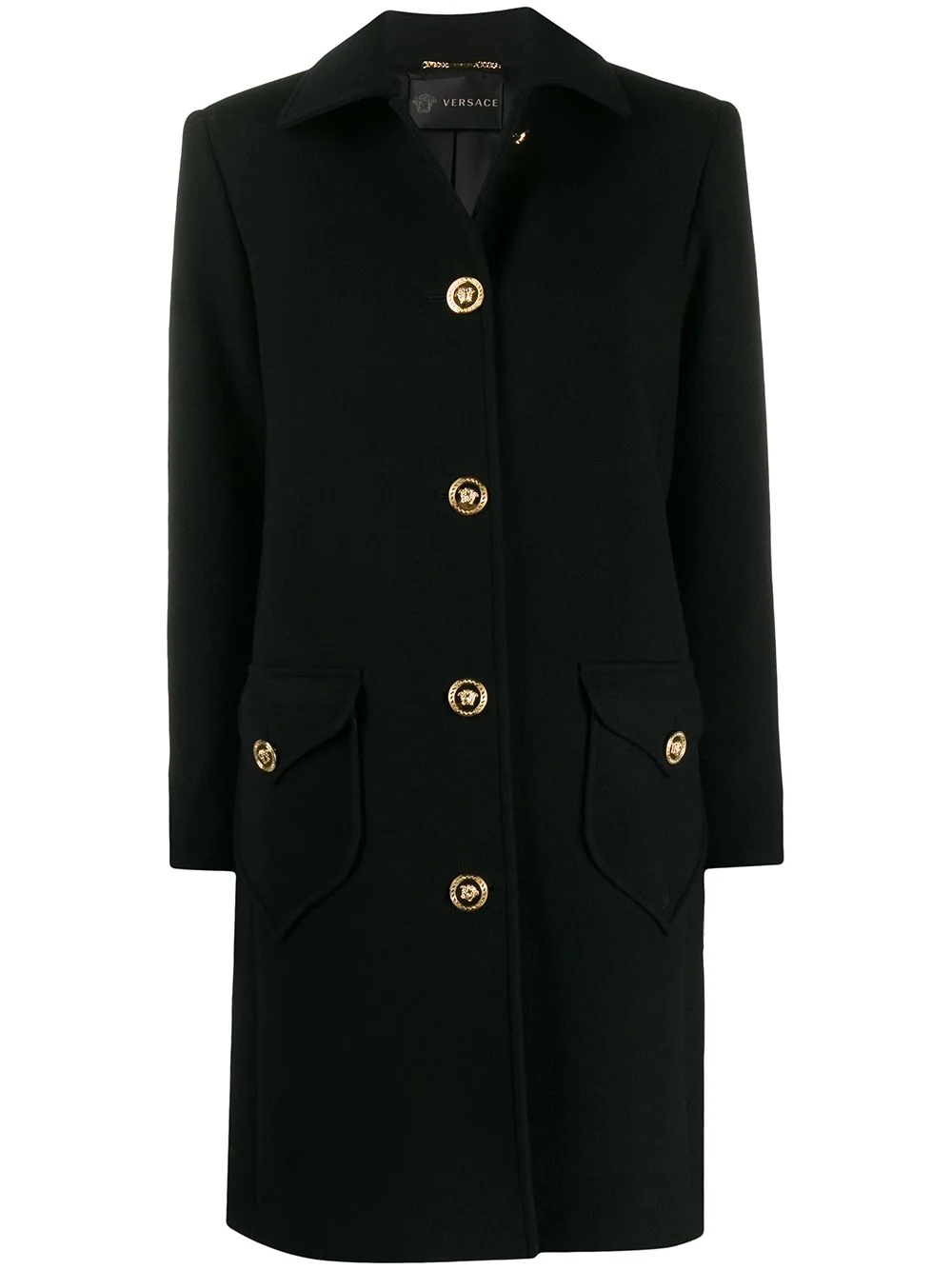 Medusa button single-breasted coat - 1