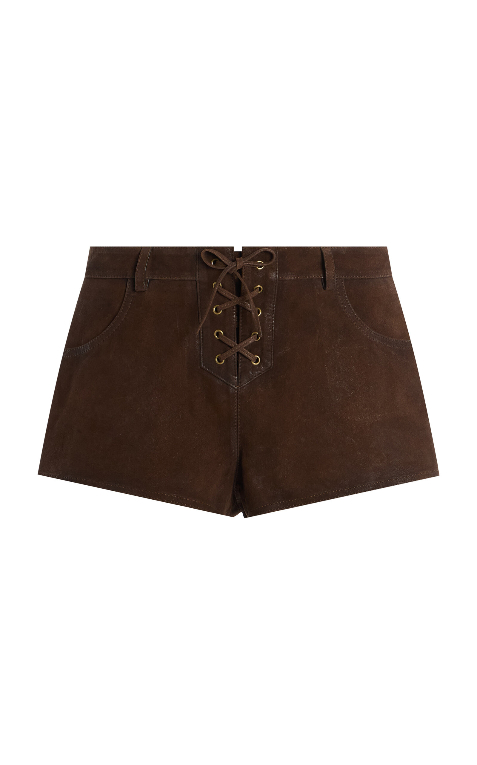 Delma Lace-Up Suede Shorts brown - 1