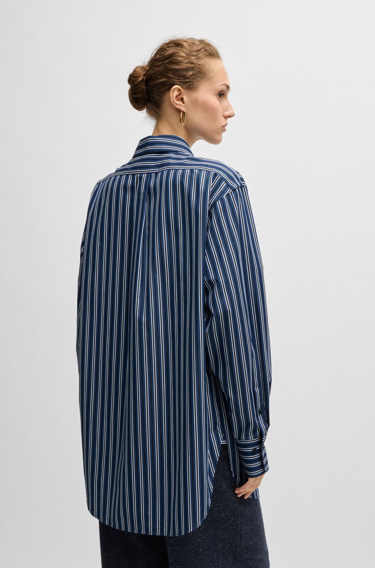 SLIM-FIT BLOUSE IN STRIPED COTTON WITH MONOGRAM - 5