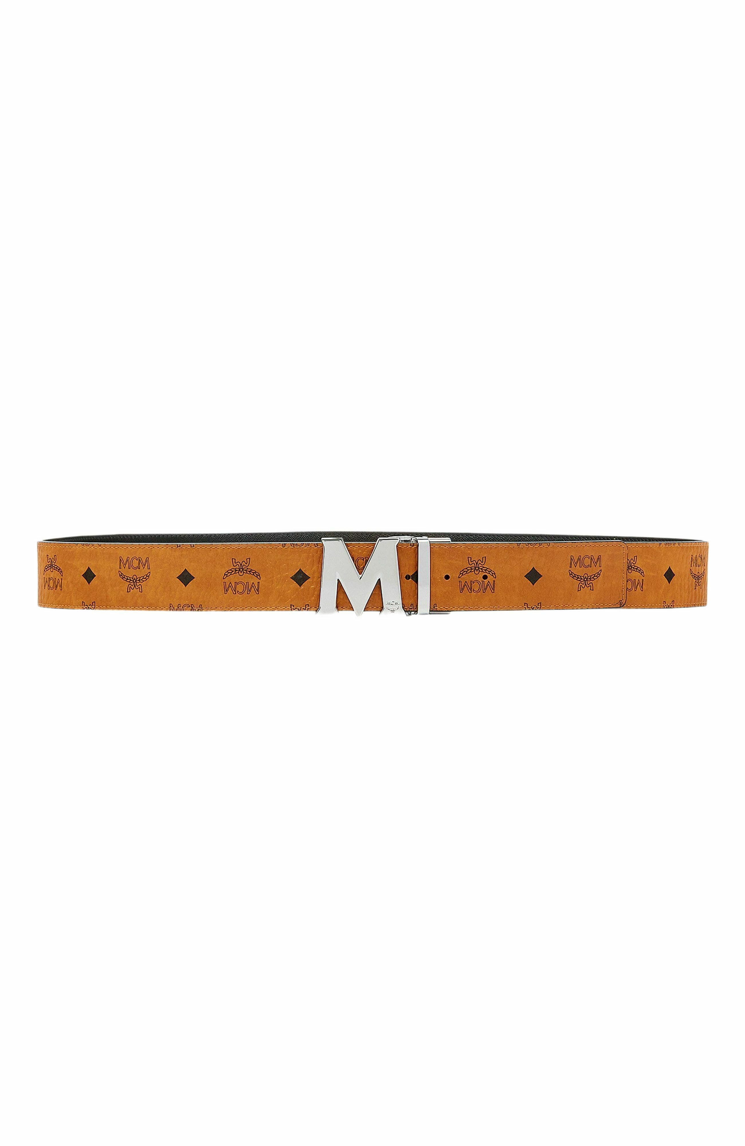 MCM Claus M Reversible Belt 1.75" in Visetos in Cognac at Nordstrom - 3