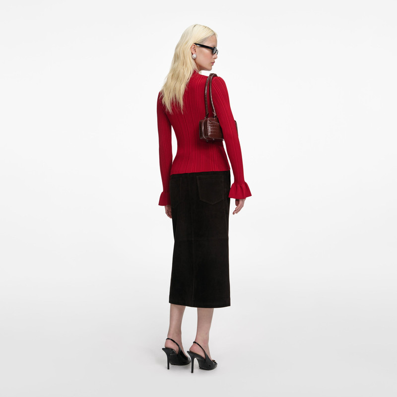self-portrait Red Viscose Cardigan outlook