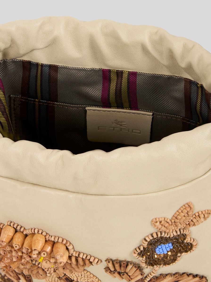 SMALL LEATHER KALISPERA BAG WITH BEADS AND FRINGING - 4