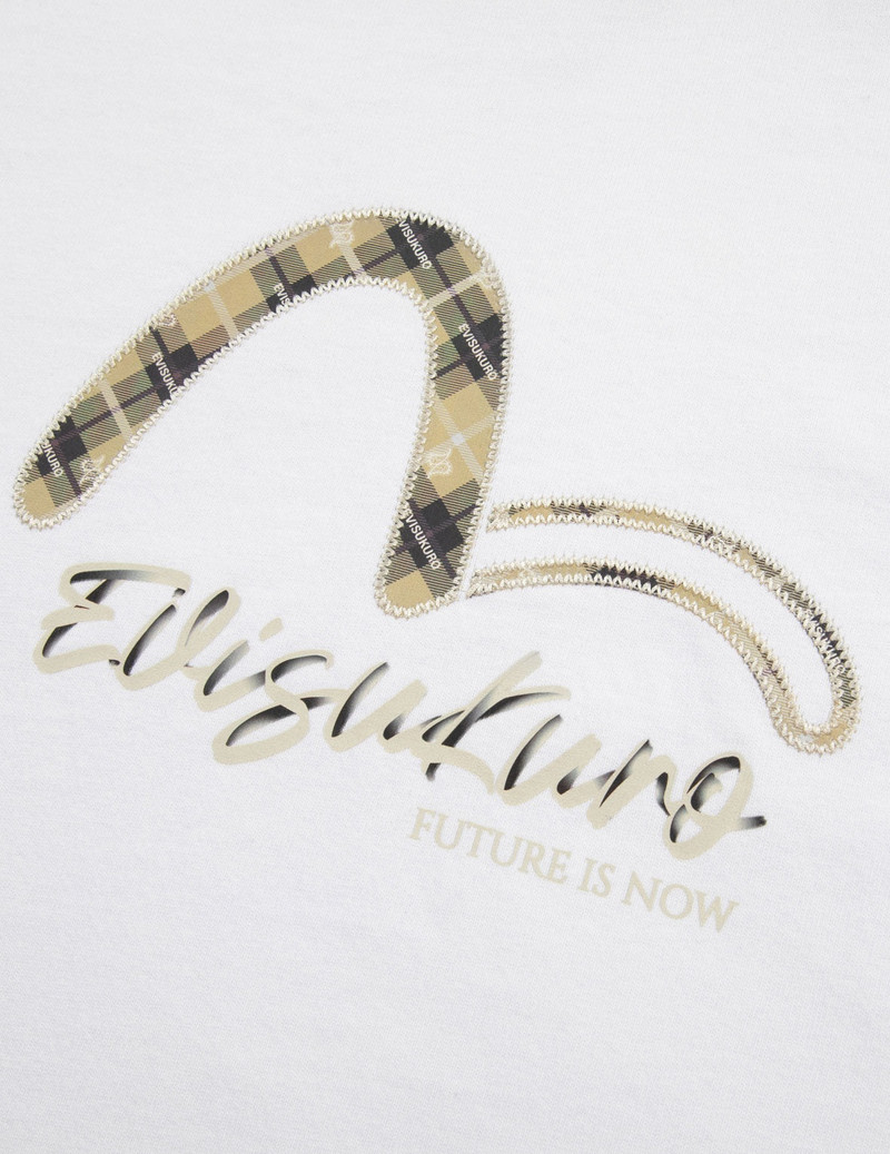 Paisley Check Insert Seagull Loose Fit T-shirt 7