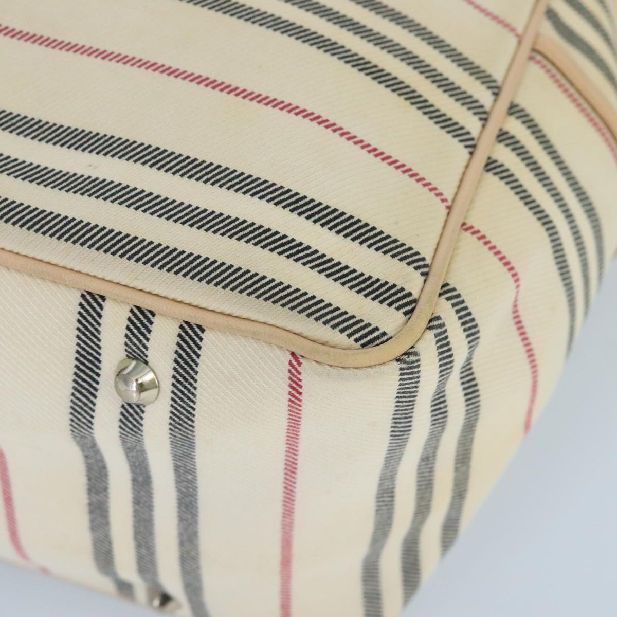 Burberry Tote Bag Canvas Leather Beige Ivory Silver - 9