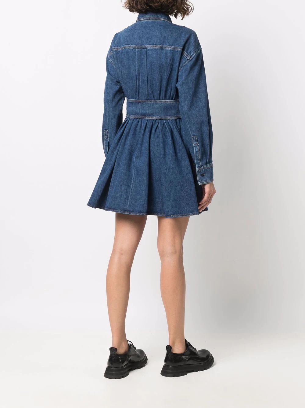 flared denim shirt dress - 4
