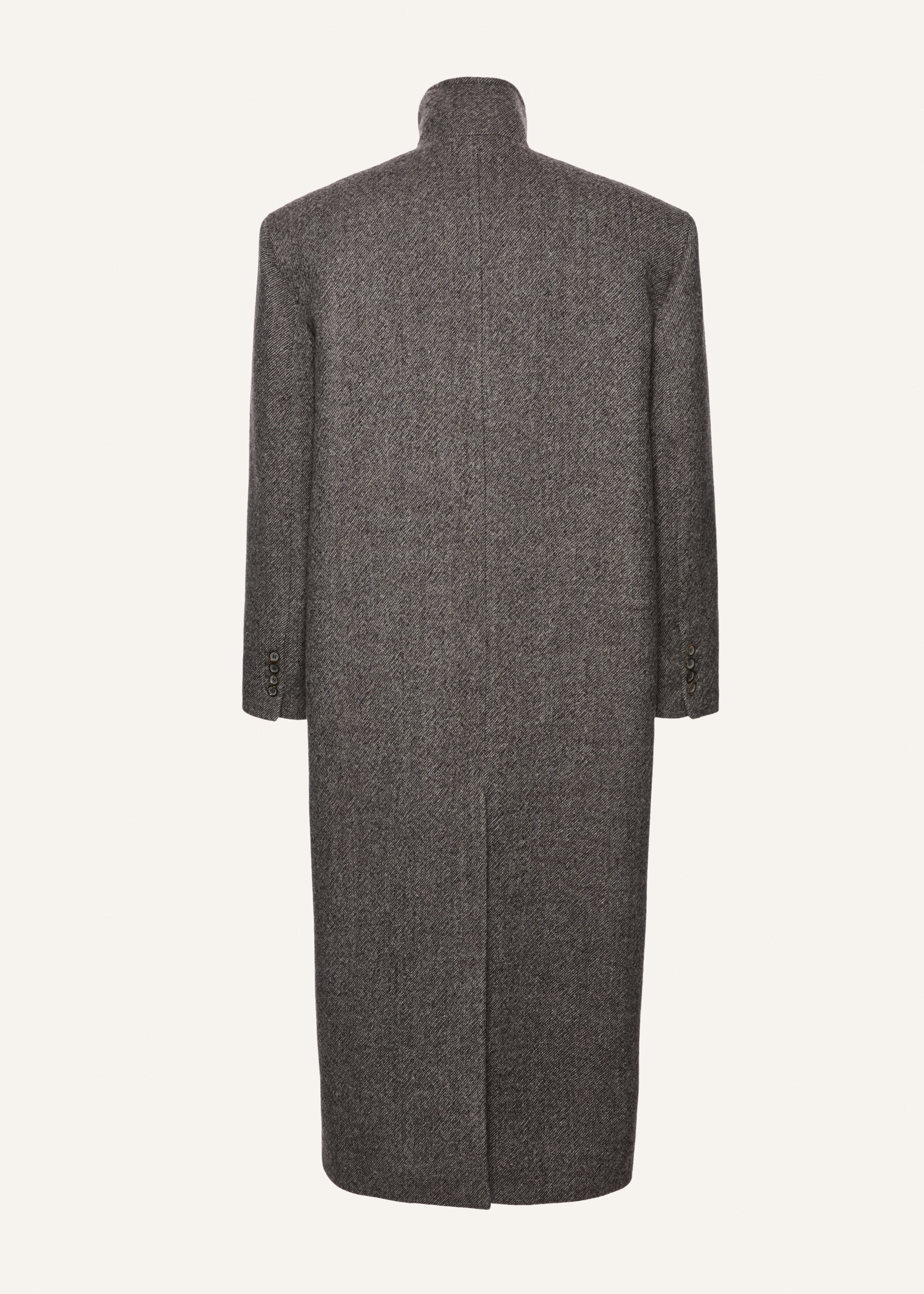 Oversized high collar wool coat in grey - 2
