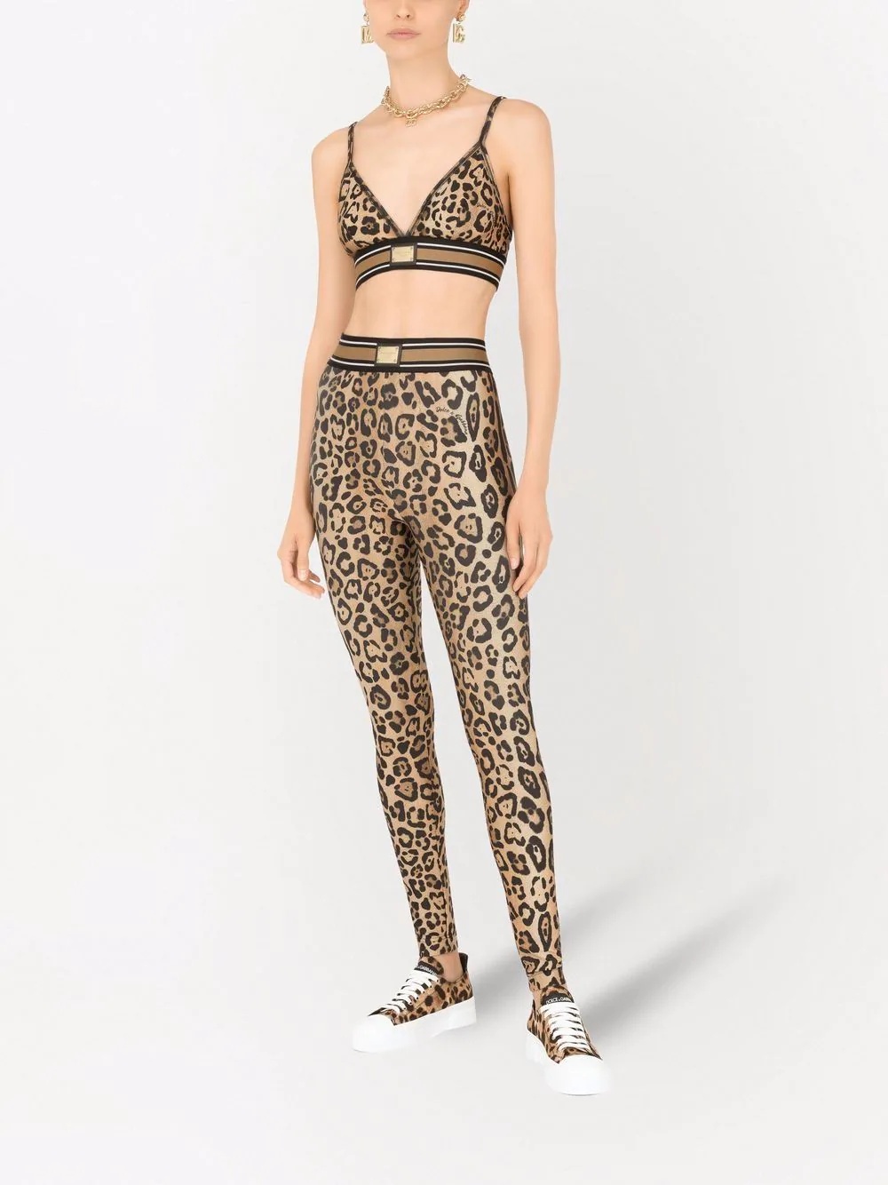 leopard-print cropped tank top - 2