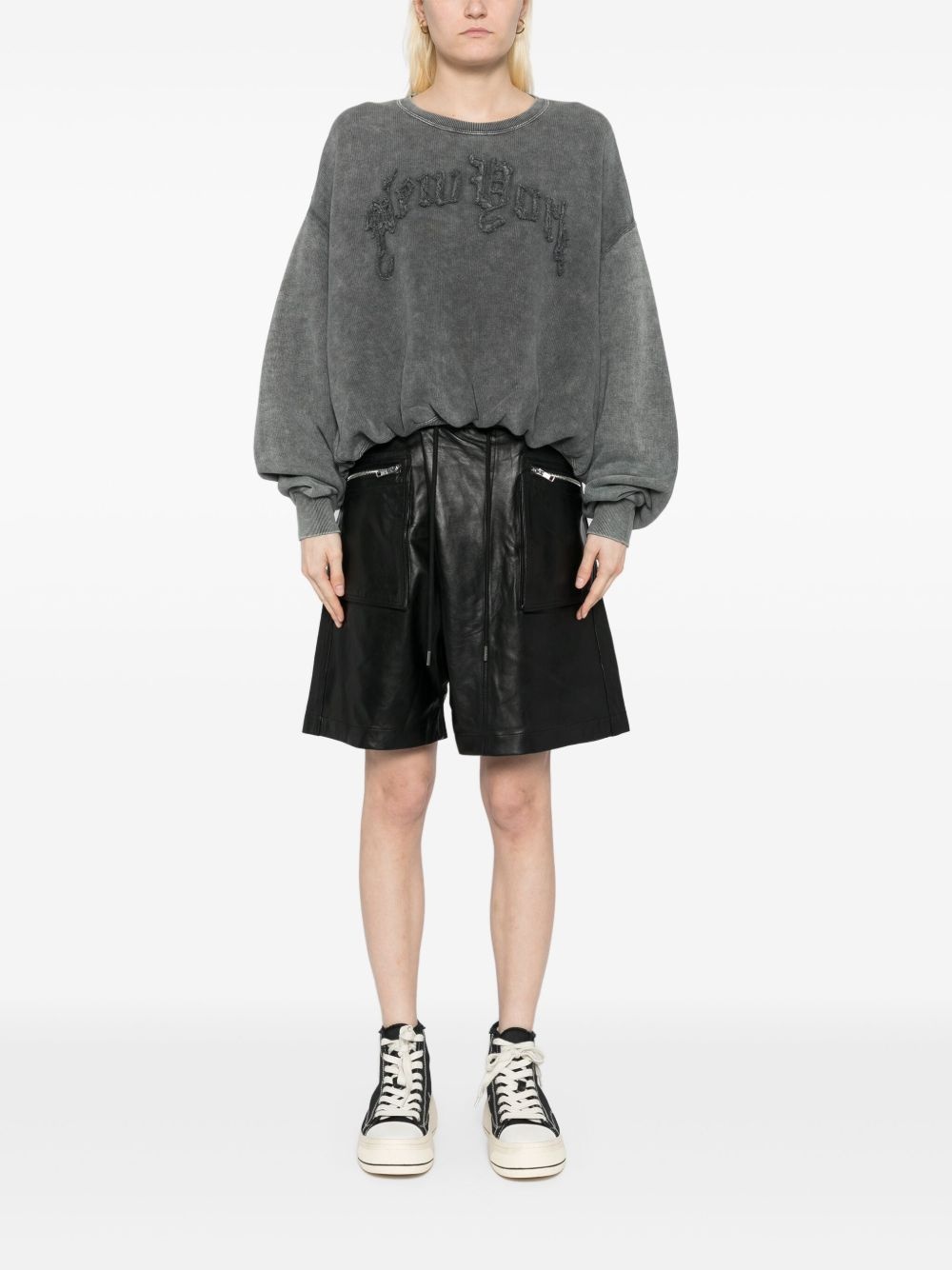 crossover leather shorts - 2
