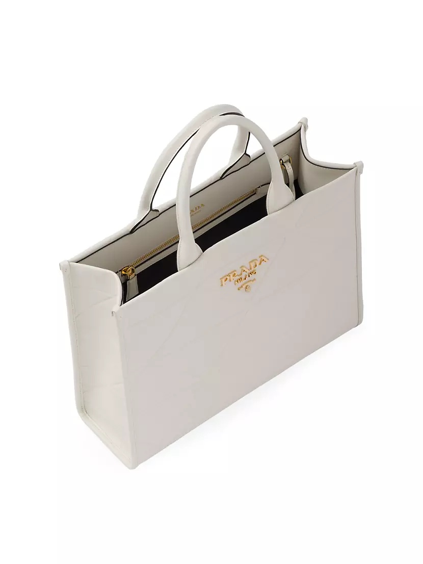 Prada Medium Leather Symbole Tote Bag With Topstitching