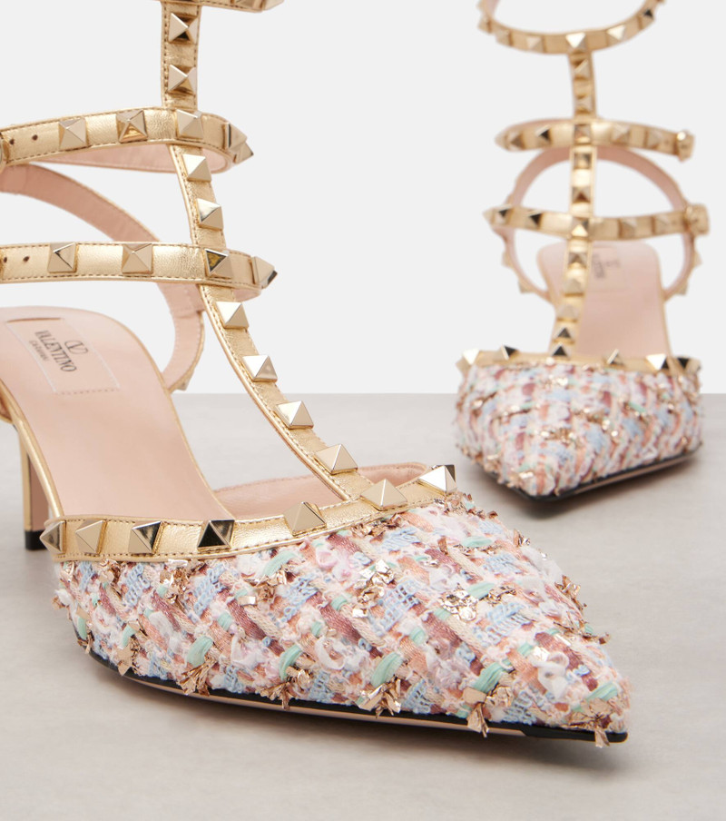 Rockstud 65 tweed and leather pumps 5