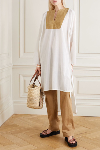 Loewe Suede-trimmed cotton-gauze tunic outlook