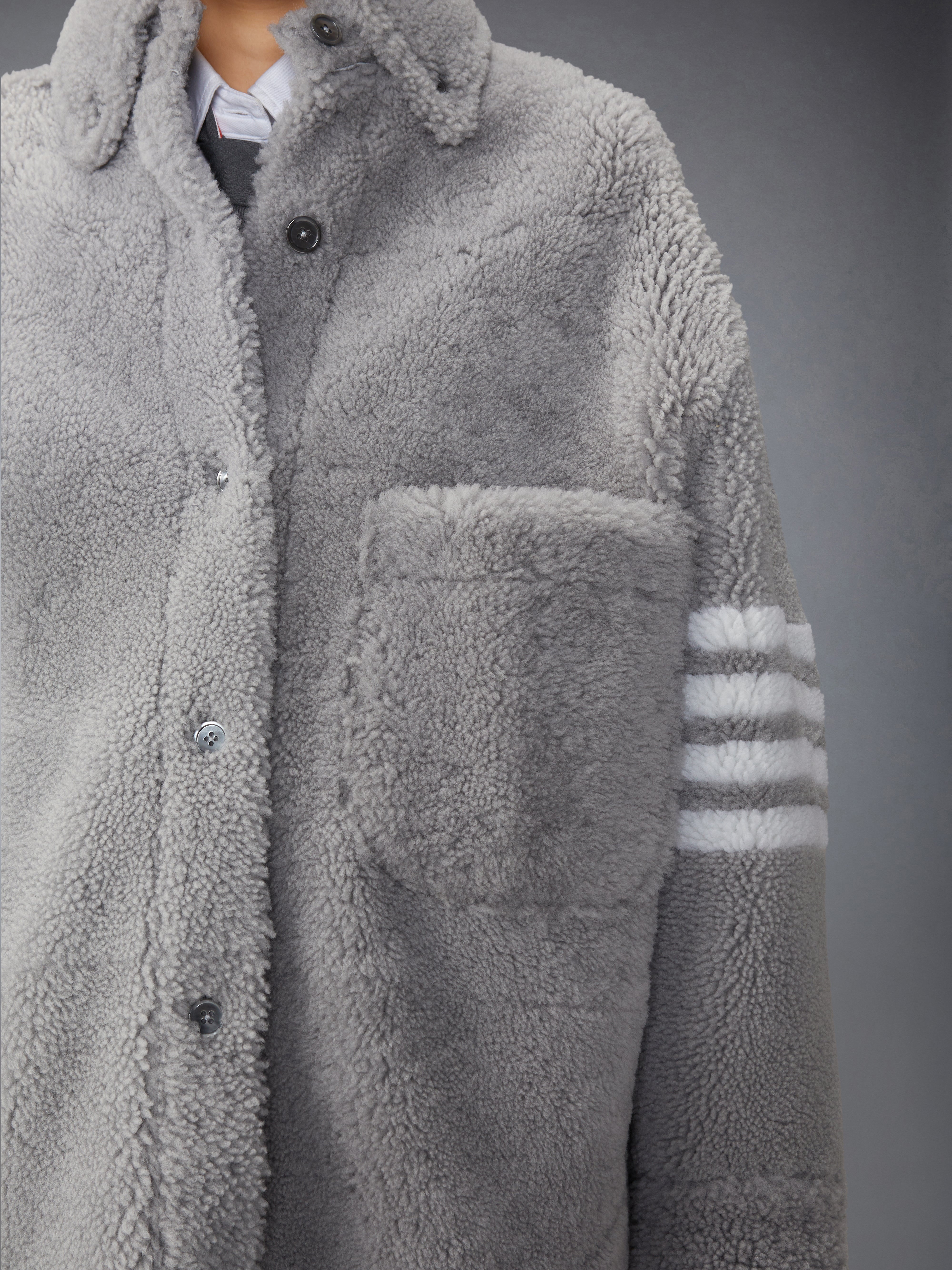SUPERSIZED SHIRT JACKET W/ 4 BAR IN DYED SHEARLING - 5