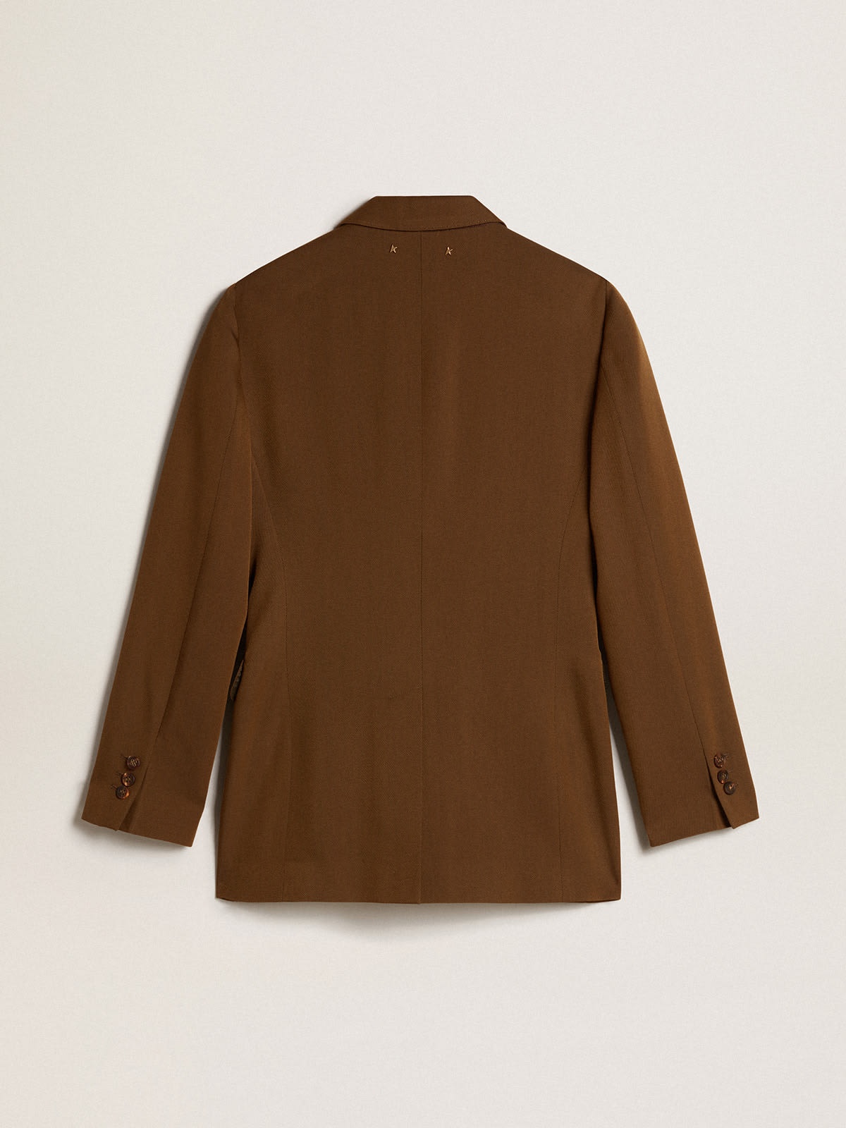 Single-breasted jacket in beech-colored wool with horn buttons - 6