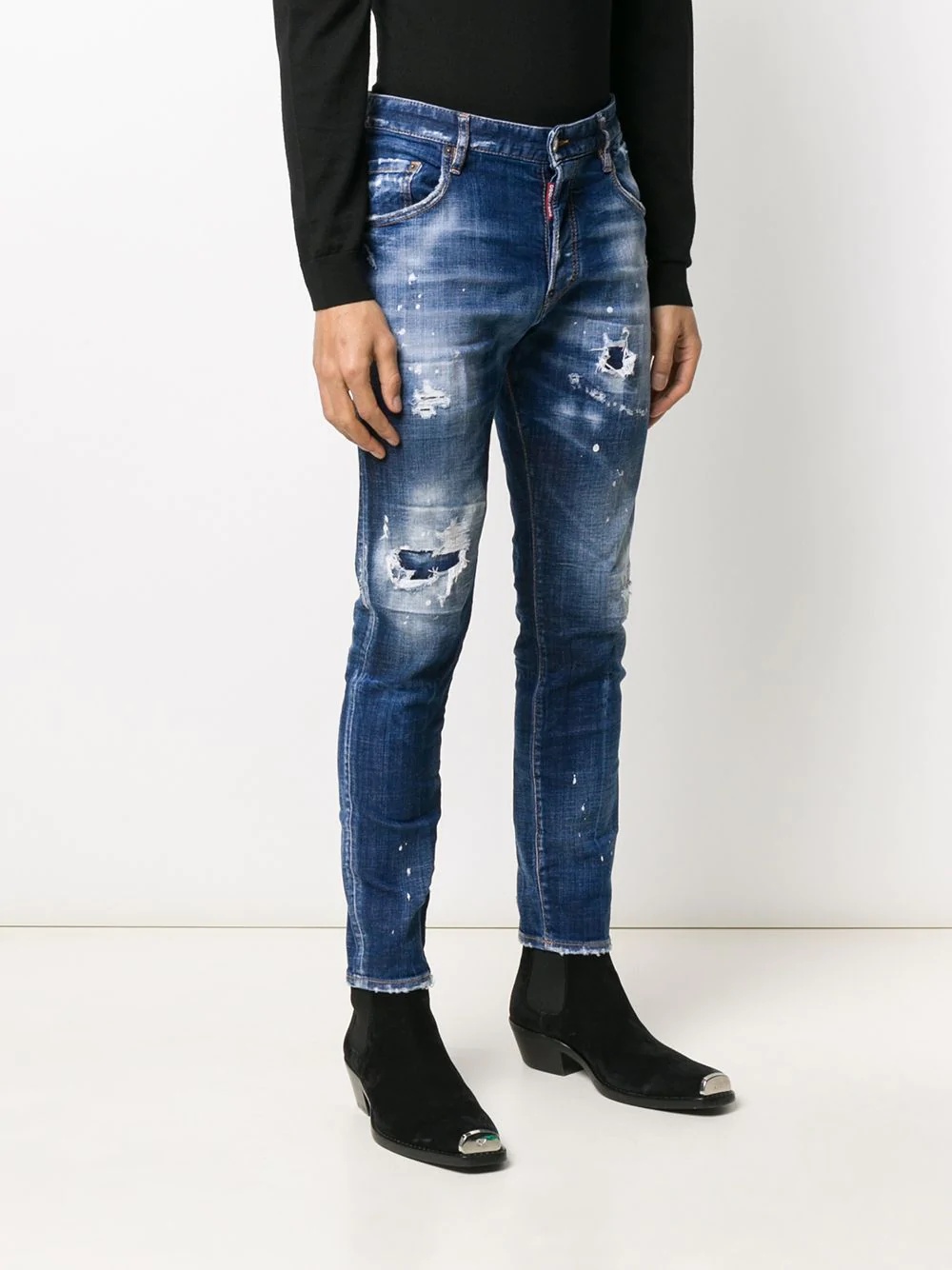 distressed splatter-effect skinny jeans - 3