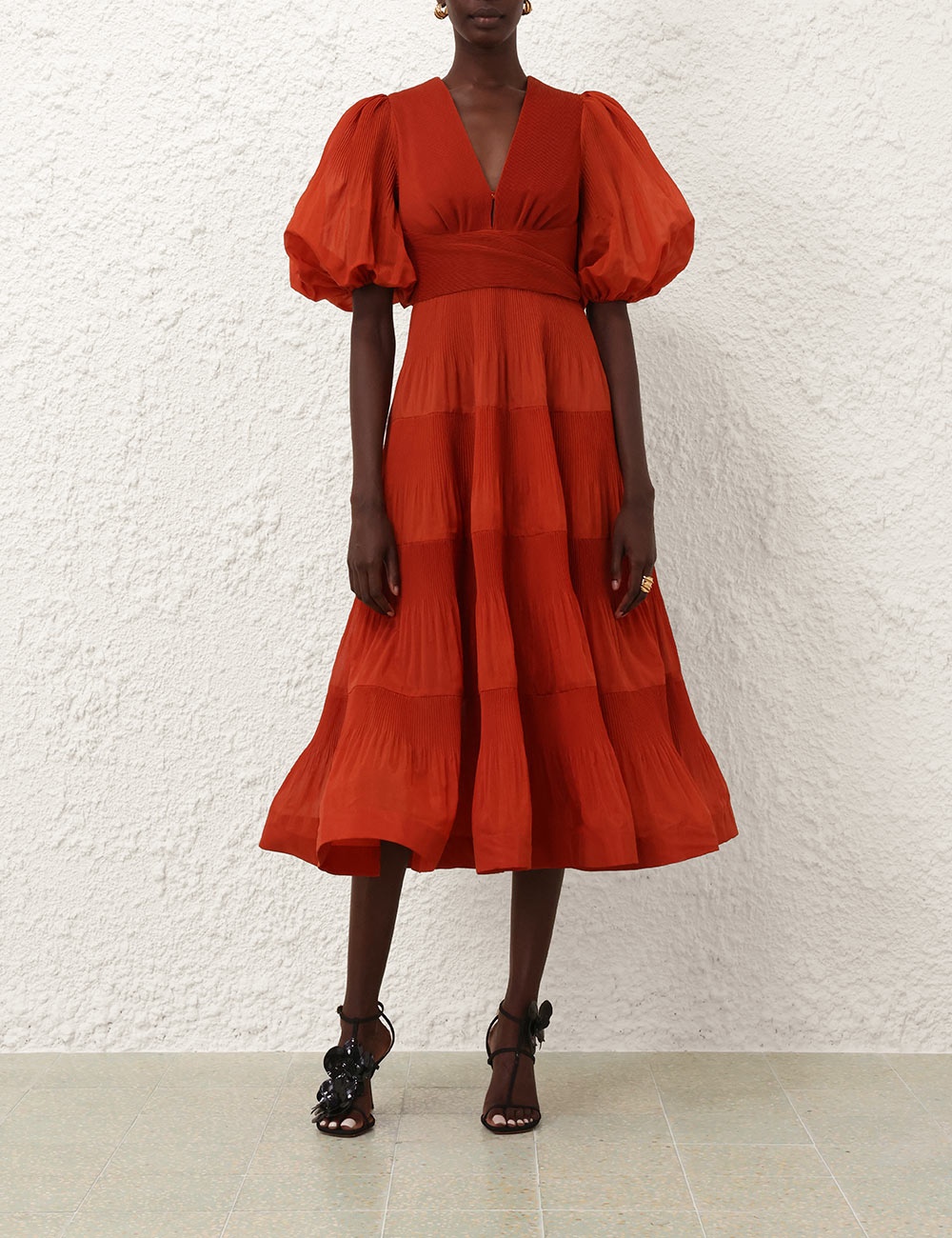 関税・送料込み【国内発送】ZIMMERMANN Pleated Midi ワンピース Zimmermann PLEATED MIDI DRESS | REVERSIBLE