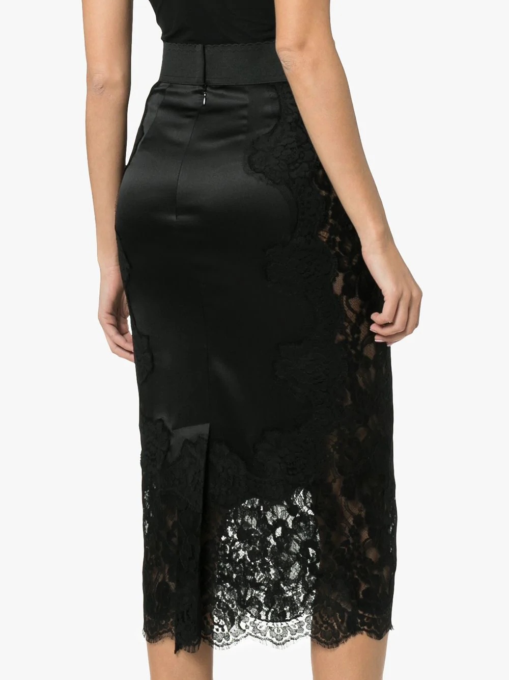 high waisted lace detail skirt - 4