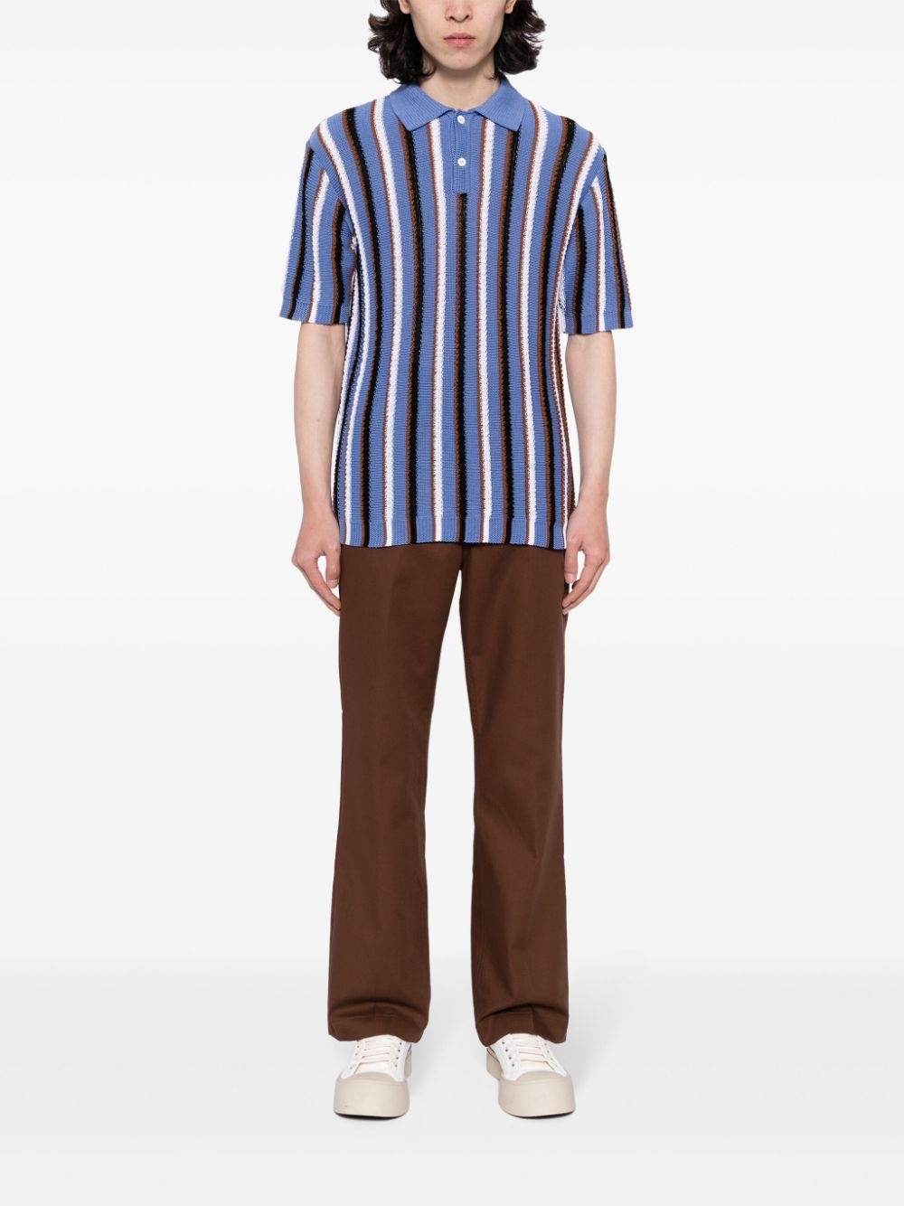 striped crochet polo shirt - 2
