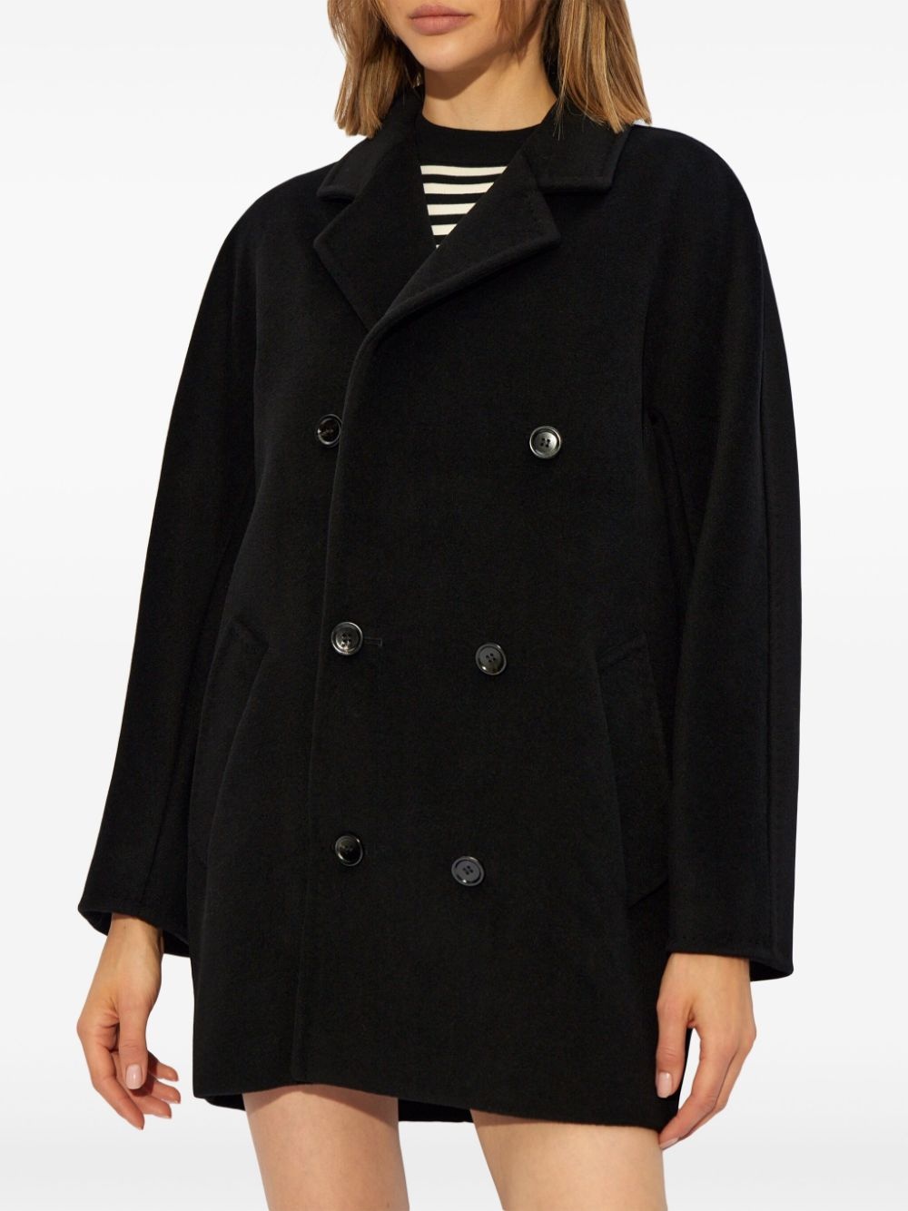 notched-lapel wool-blend coat - 3