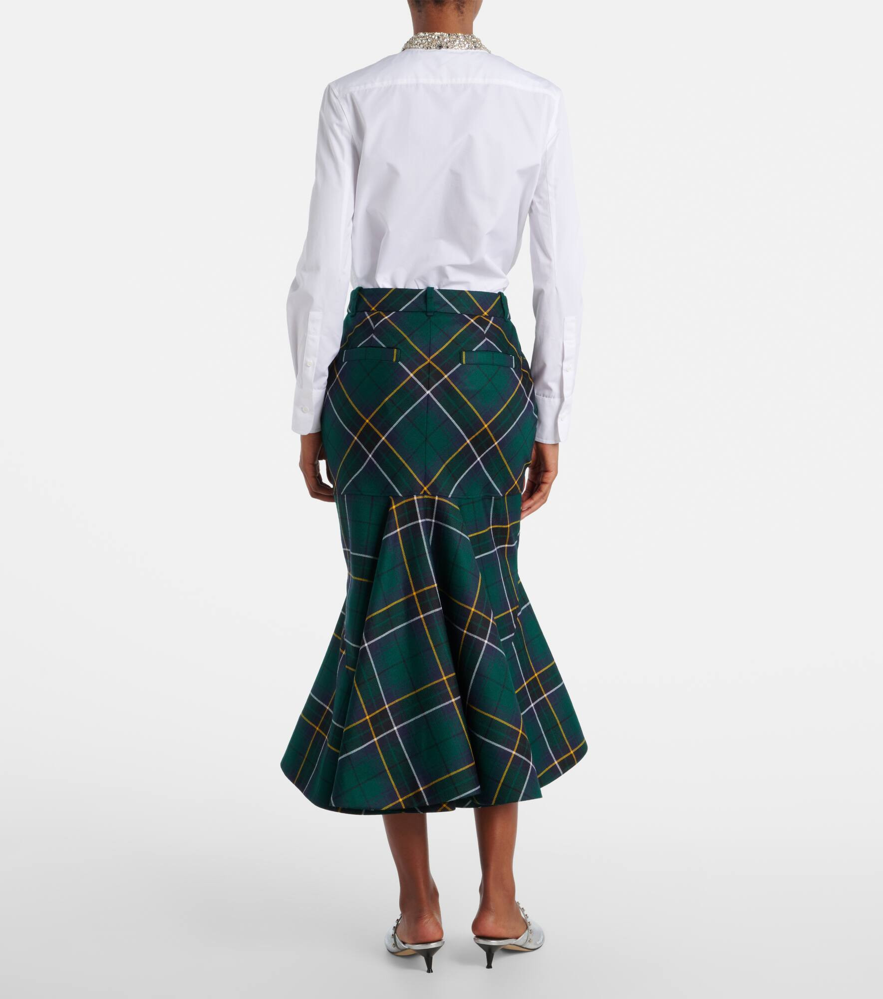 Tartan wool midi skirt - 3