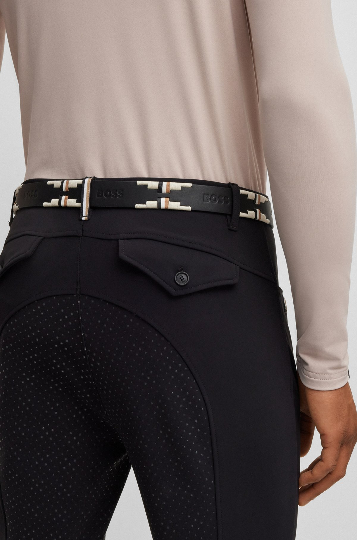 EQUESTRIAN LEATHER BELT WITH HAND-EMBROIDERED SIGNATURE STRIPES - 5