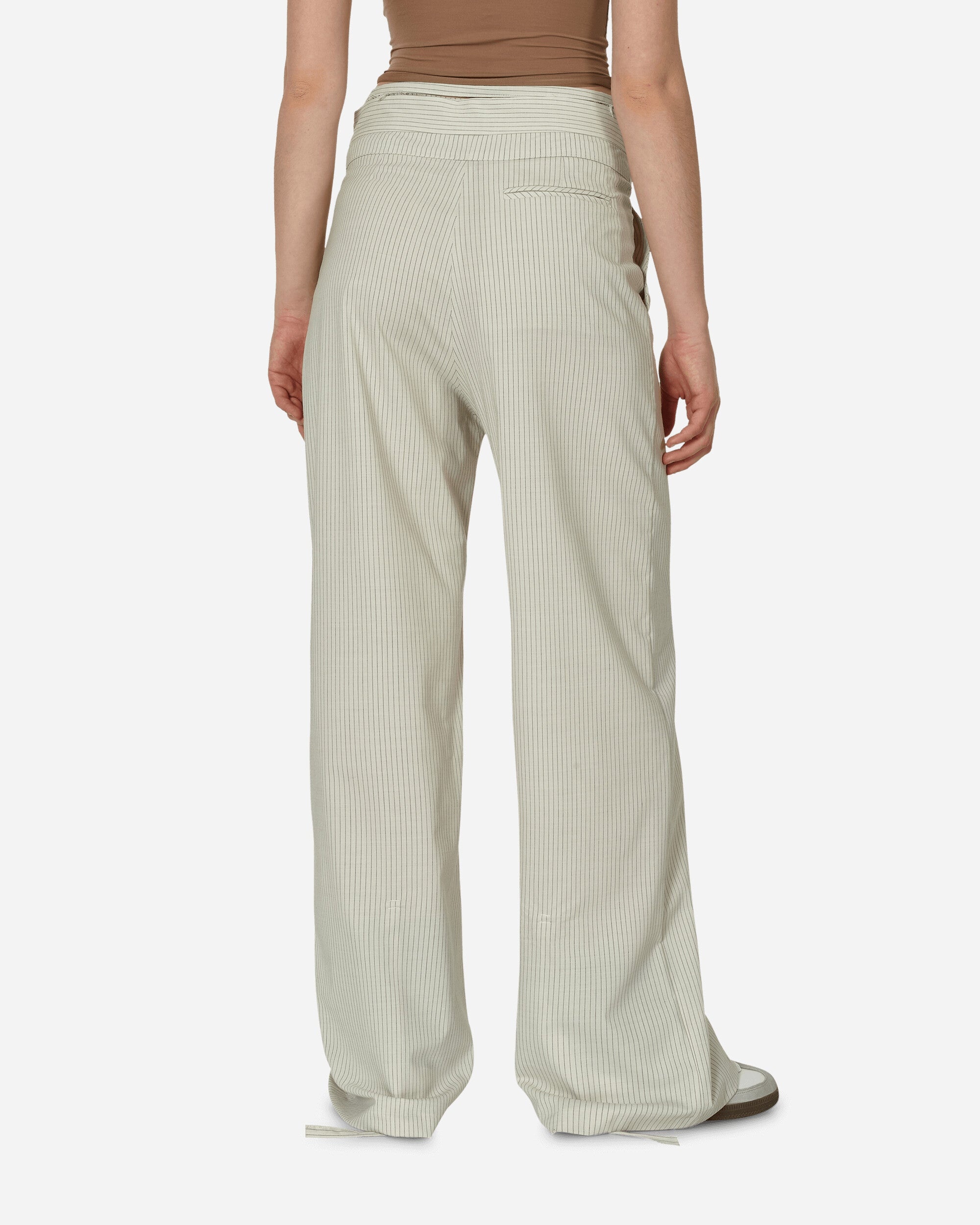 Double Fold Suit Pants Cream Pinstripe - 3