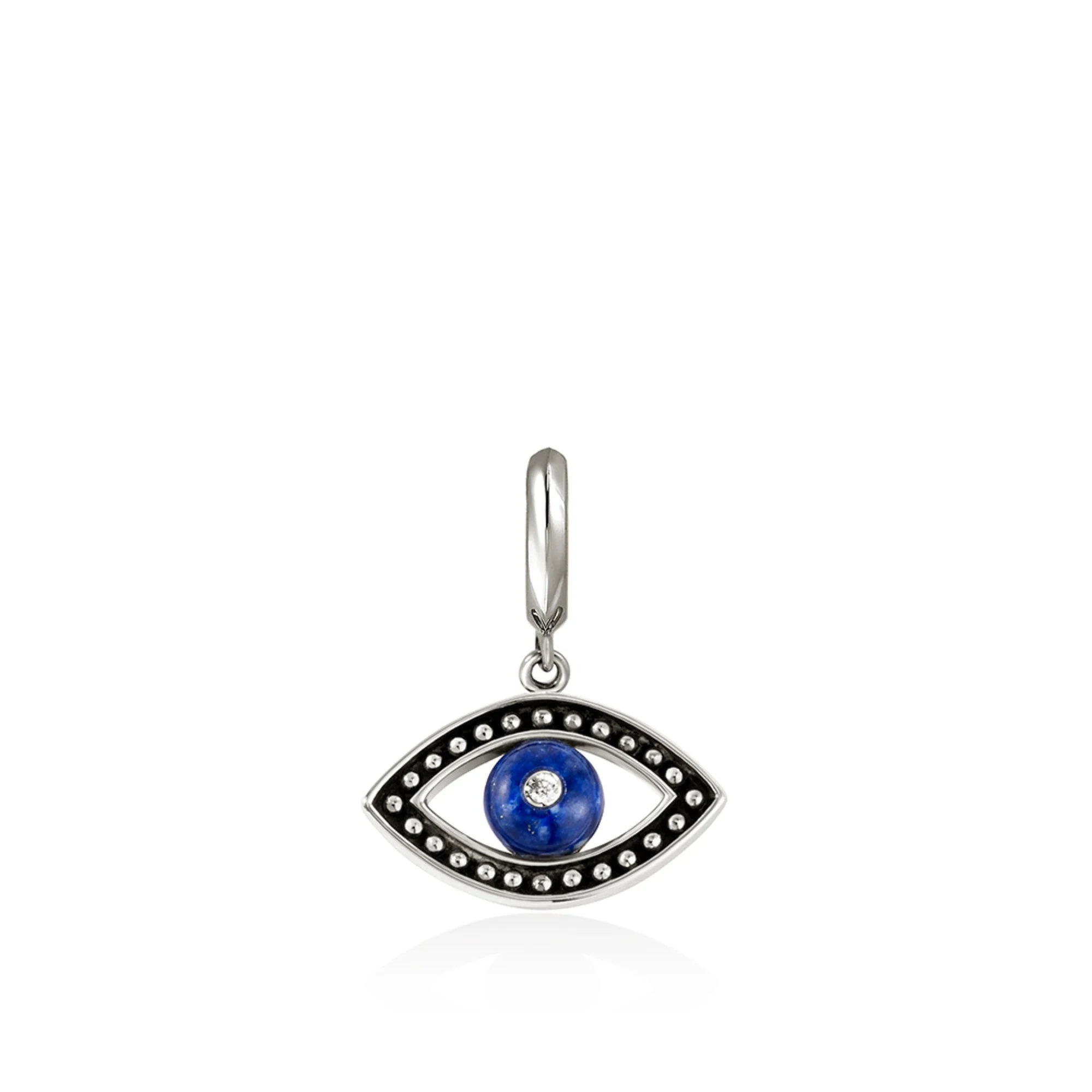 Evil Eye Pendant, Sterling Silver, Lapis Lazuli, Diamonds - 1