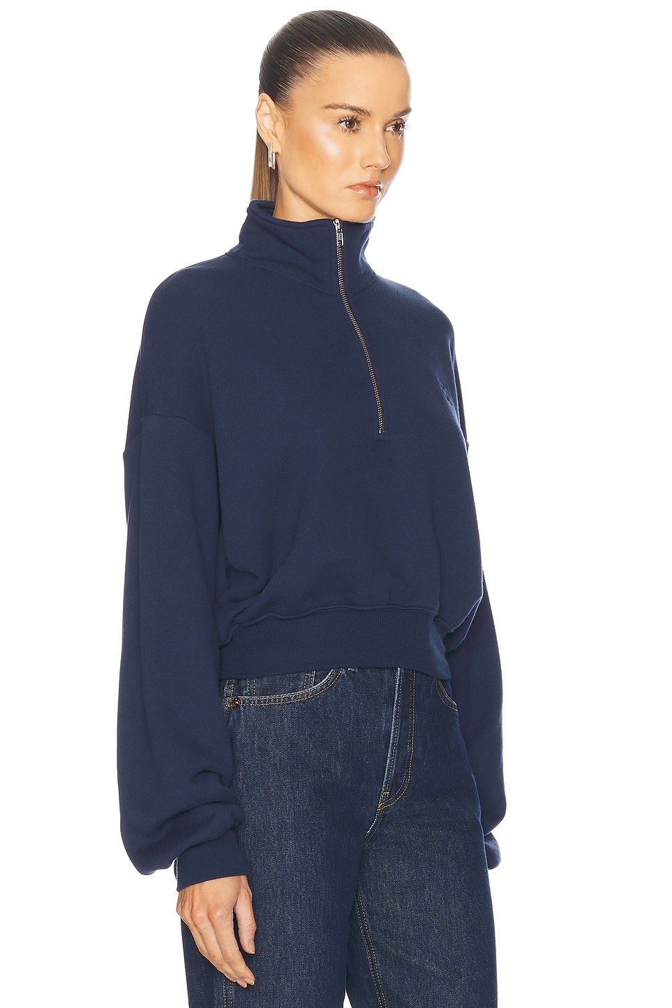 Cropped Half Zip Sweatshirt - 2
