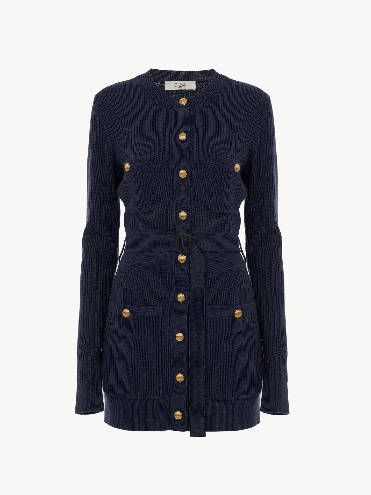 LONG FITTED CARDIGAN IN WOOL KNIT - 2
