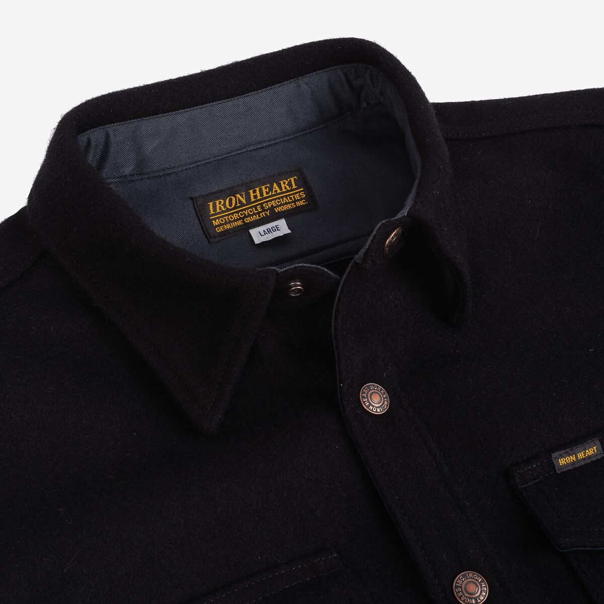 IHSH-306-BLK Melton Wool C.P.O Shirt - Black - 9