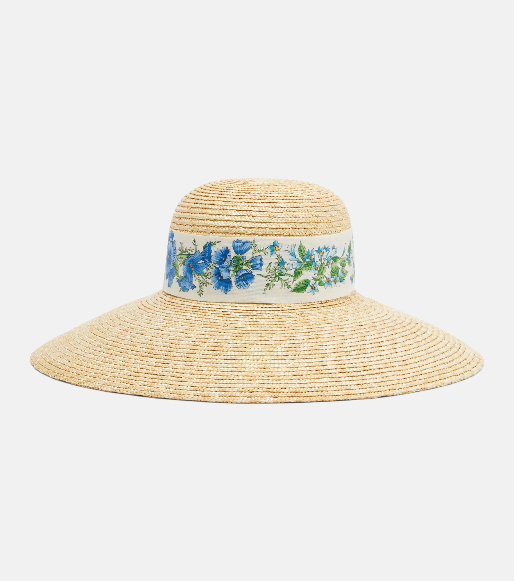 Scarf-detail raffia sun hat - 1