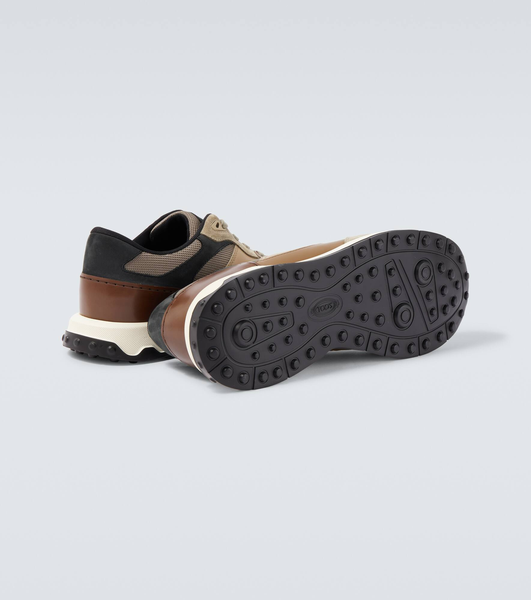 Leather and suede-trimmed sneakers - 7