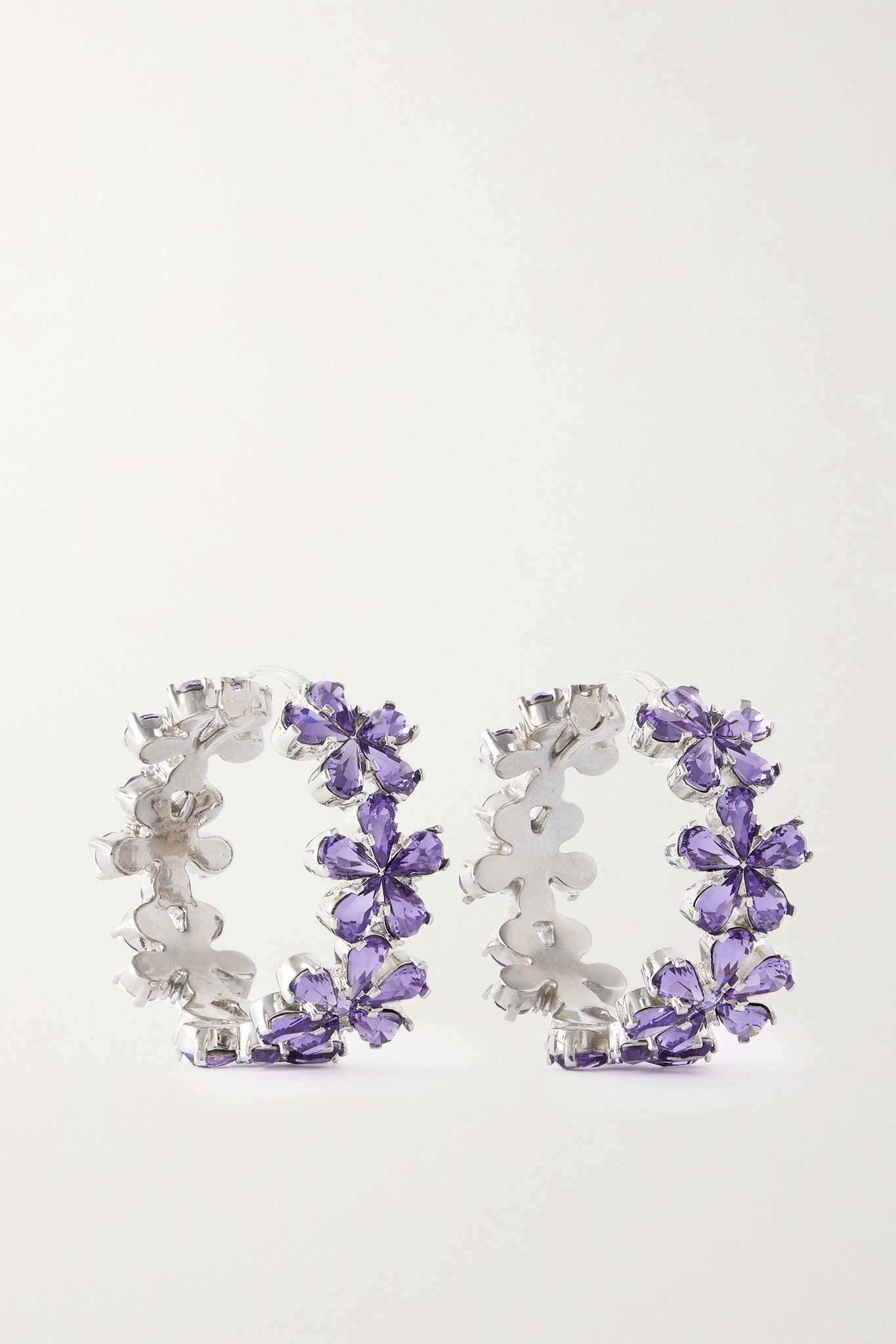 Lily silver-tone crystal hoop earrings - 1