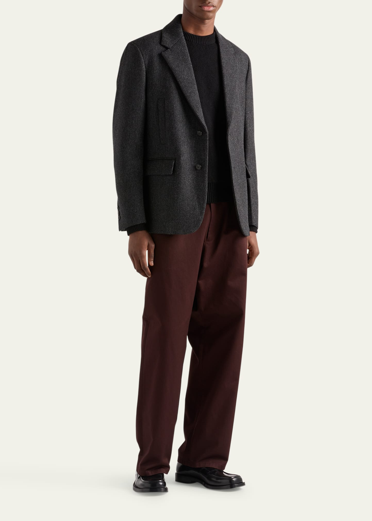 Men's Cotton Pleated Wide-Leg Chino Pants - 2