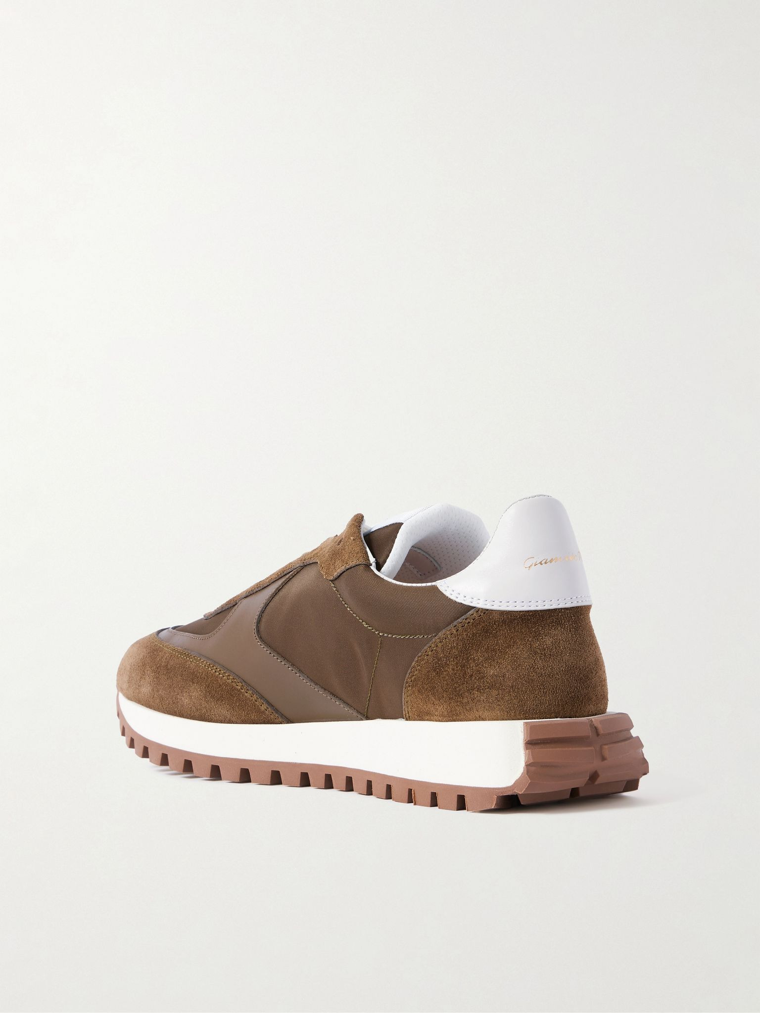 Gravel suede, leather and shell sneakers Brown - 3