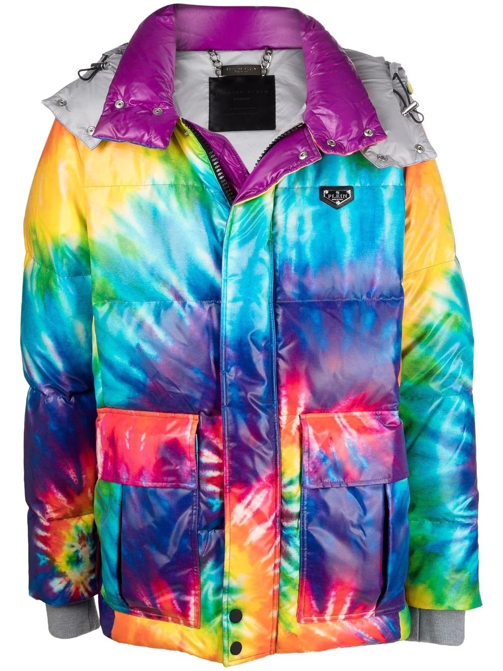 tie dye-print puffer coat - 1