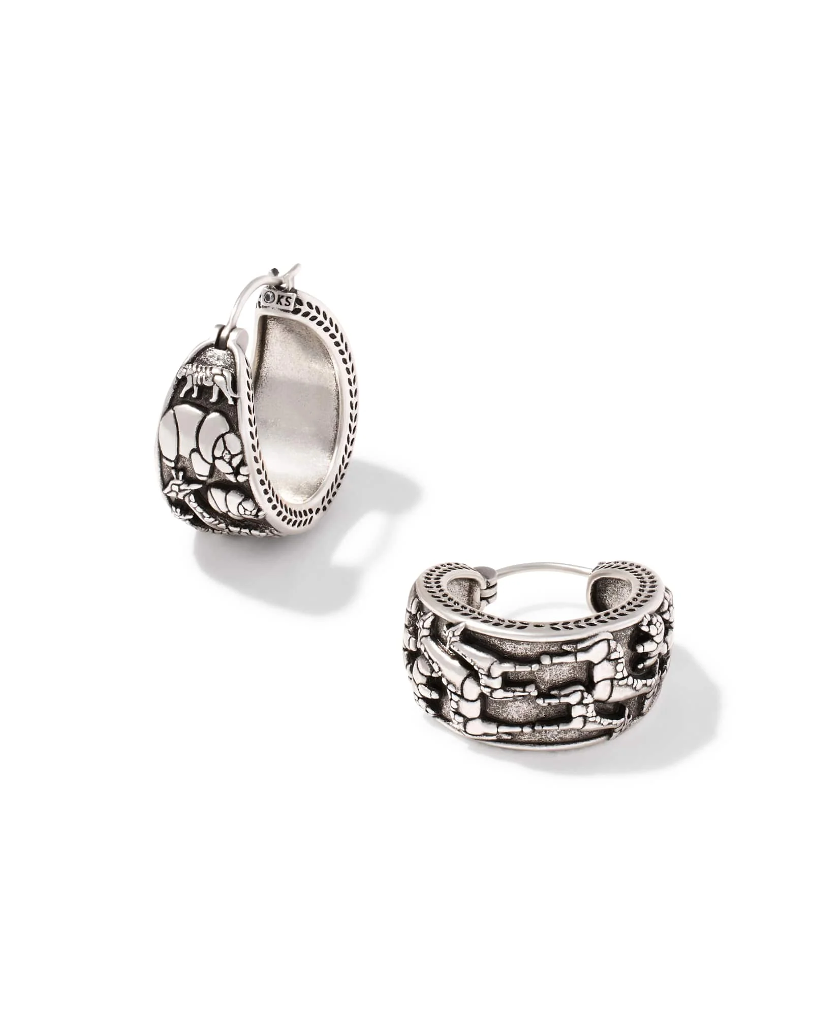 Raina Vintage Silver Hoop Earrings - 1