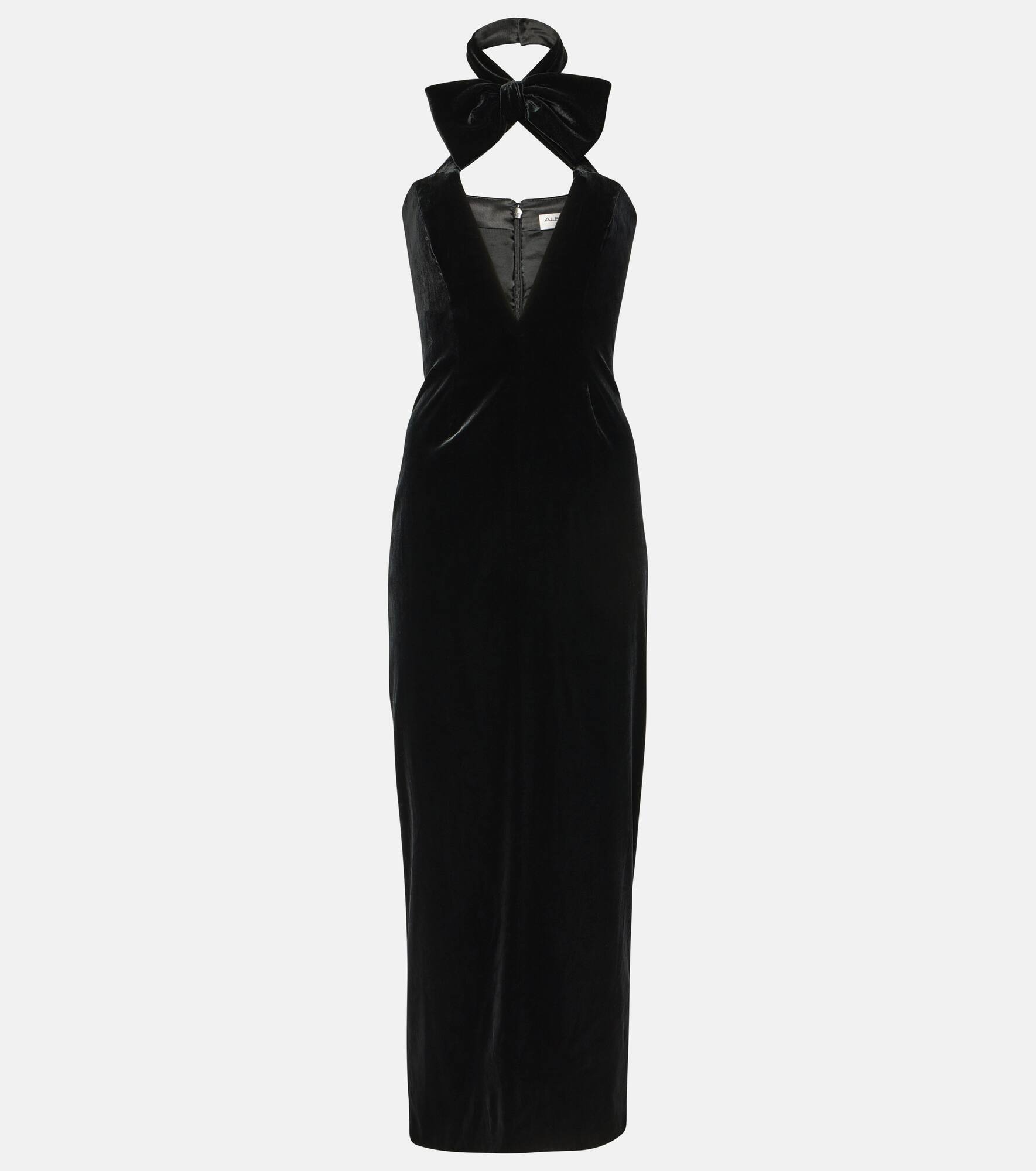 Bow-detail velvet midi dress - 1