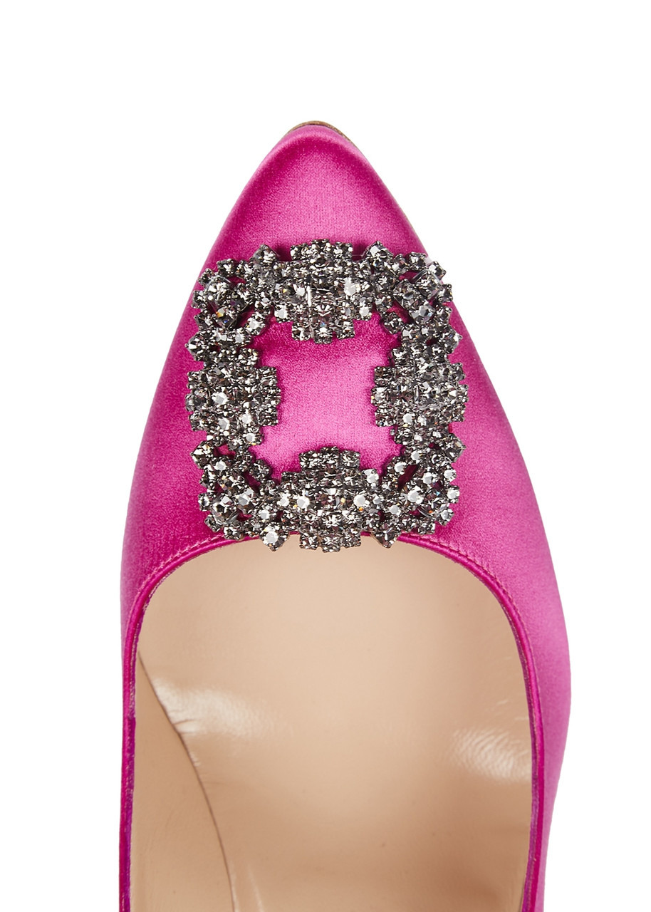Hangisi 105 fuchsia silk satin pumps - 4
