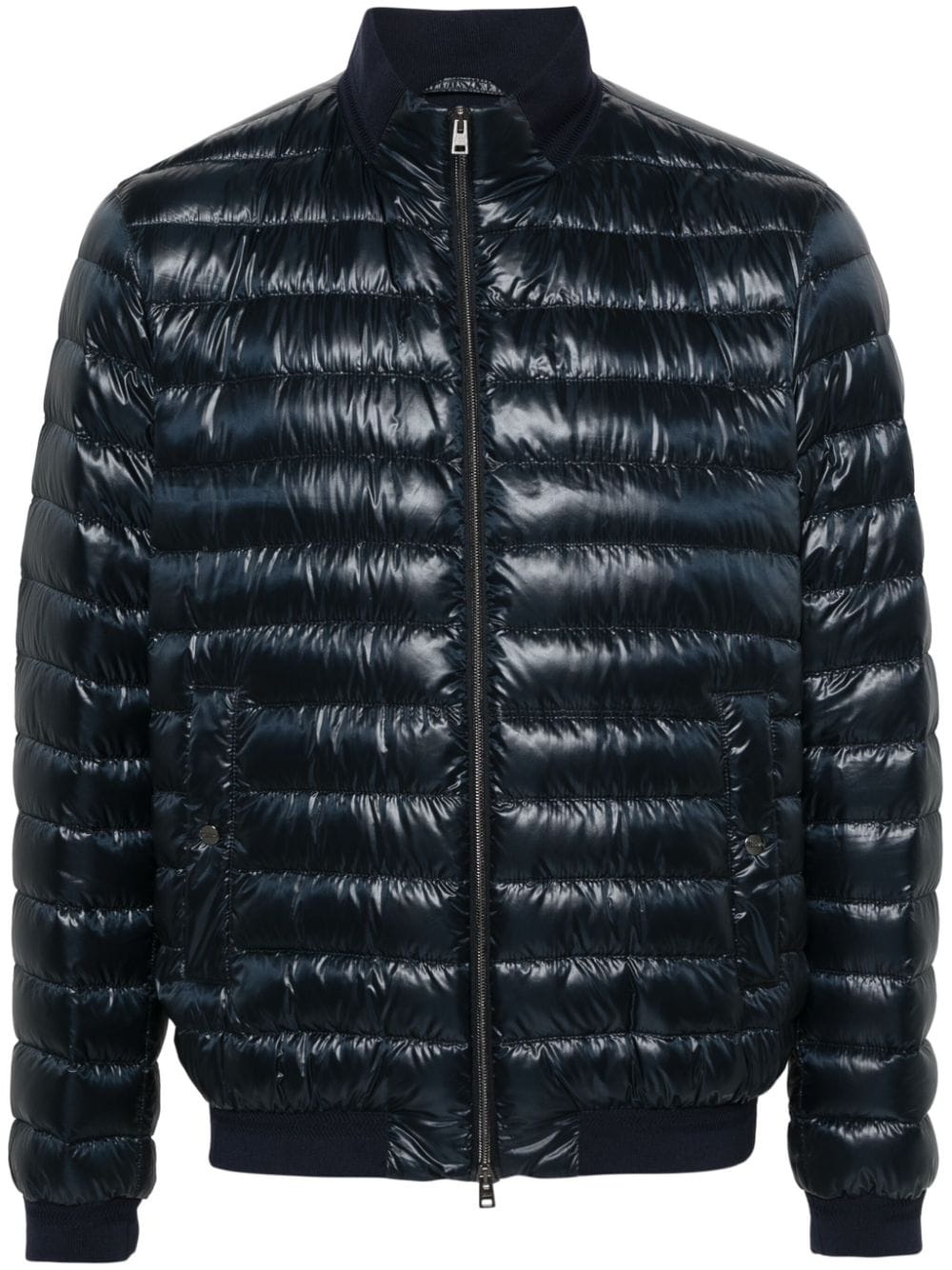 ribbed-trim quilted jacket - 1