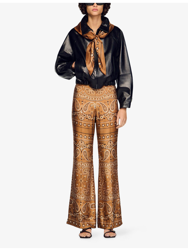 Sandro Flared Bandana-Print Woven Trousers outlook