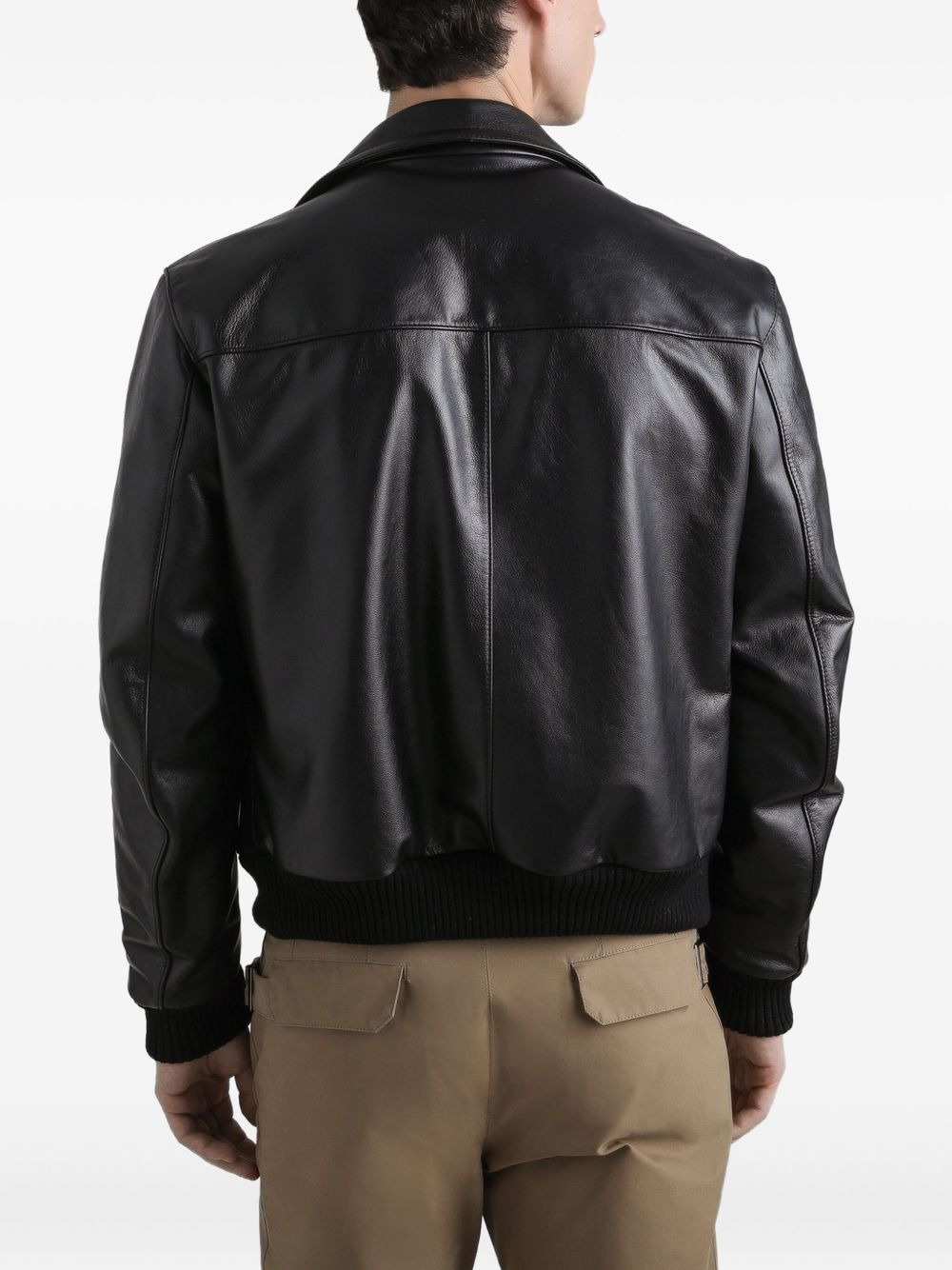 leather zip-fastening bomber jacket - 4