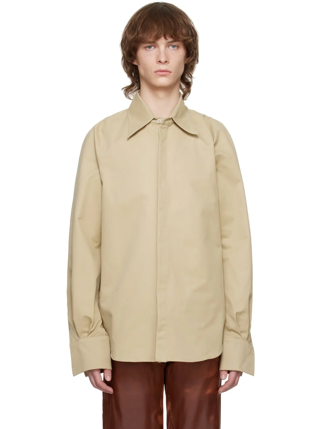 Beige Row Back Shirt - 1