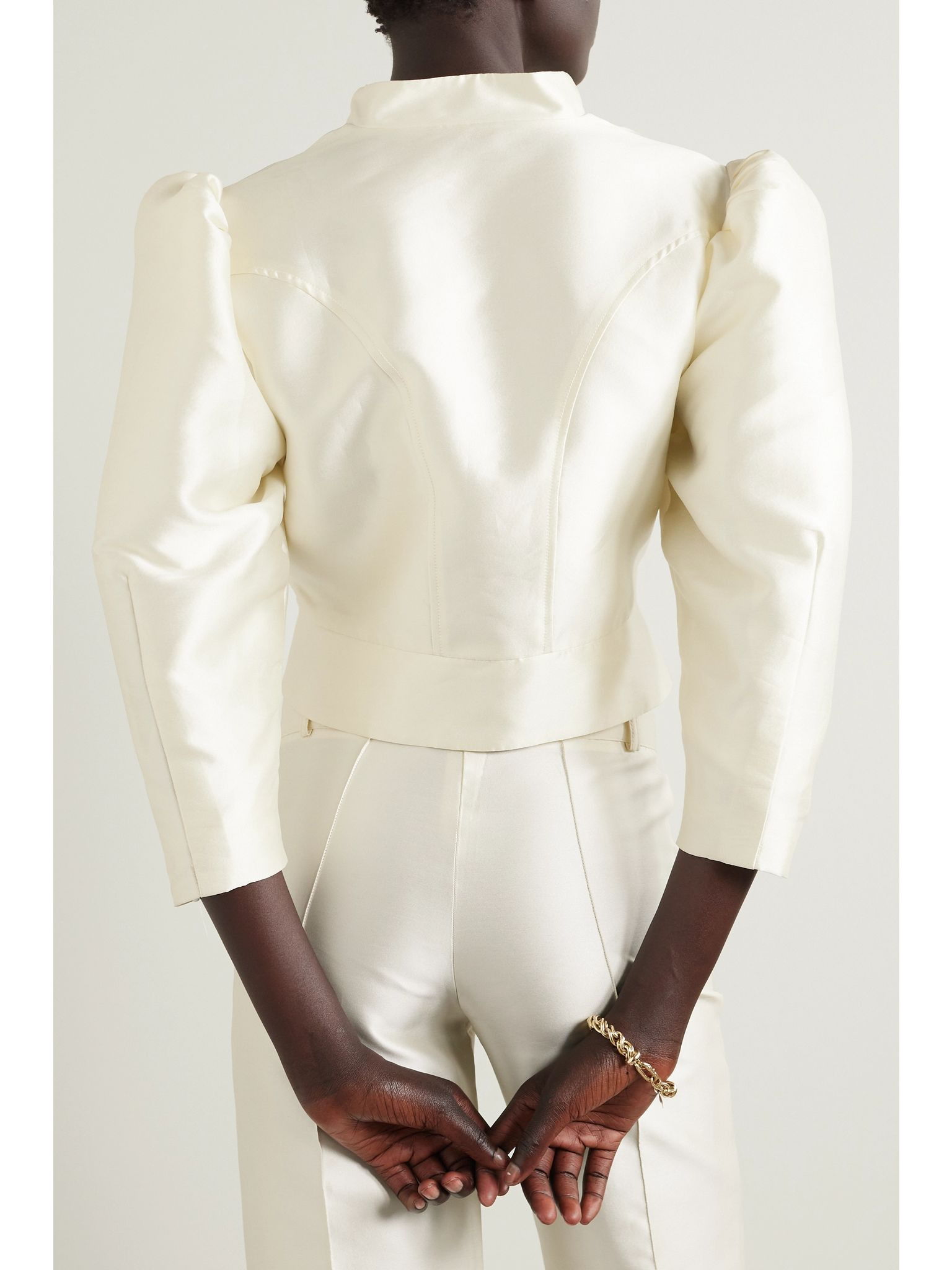 Amoako cropped faille jacket White - 3